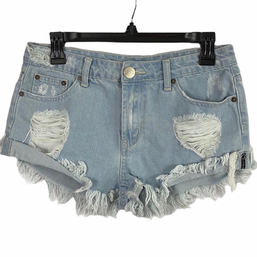 LITZ cut off distressed denim jean shorts small